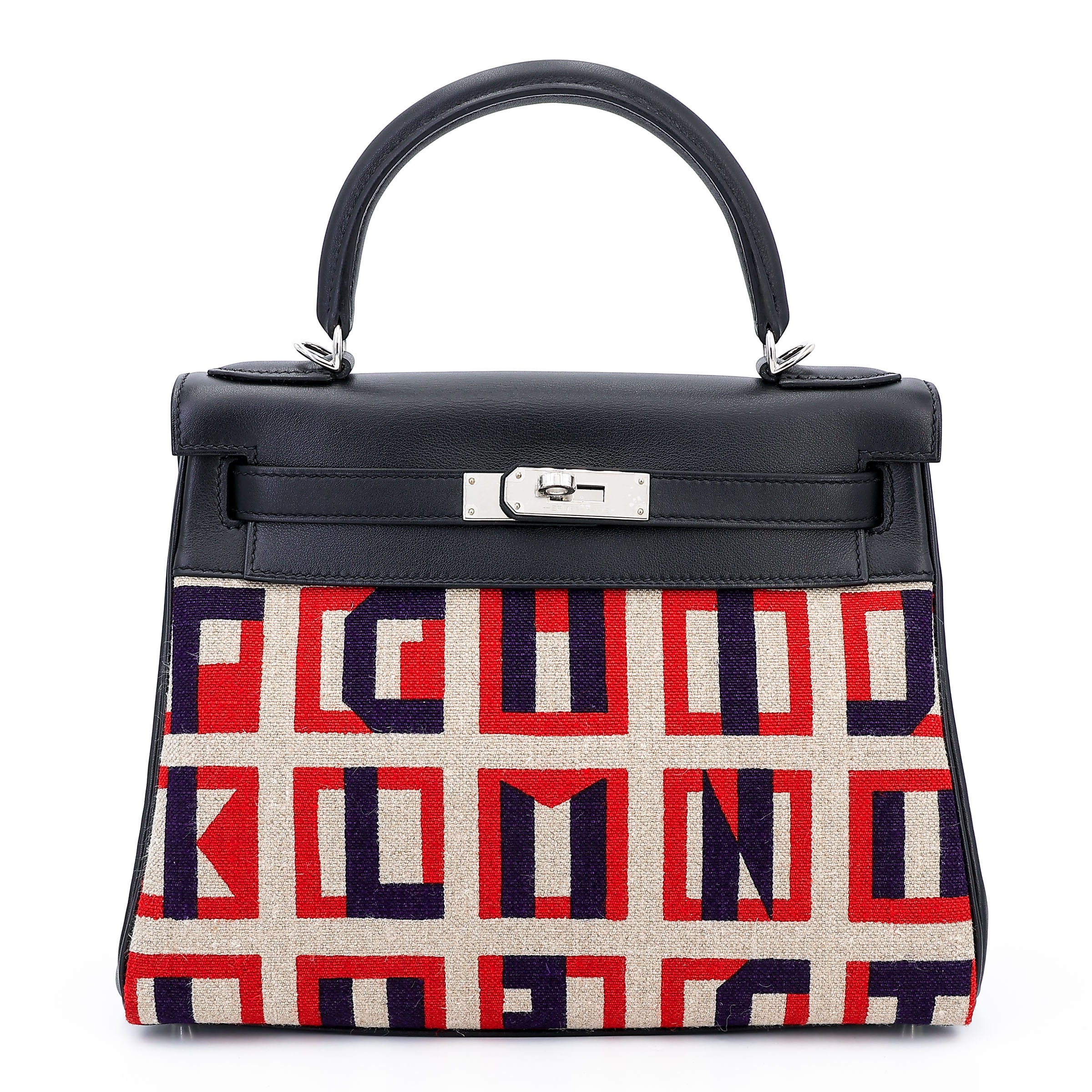 Unused ( Rank NS ) HERMÈS Limited Edition Kelly 28 Toile de camp Black (89) Canvas Swift Palladium hardware C (2018)