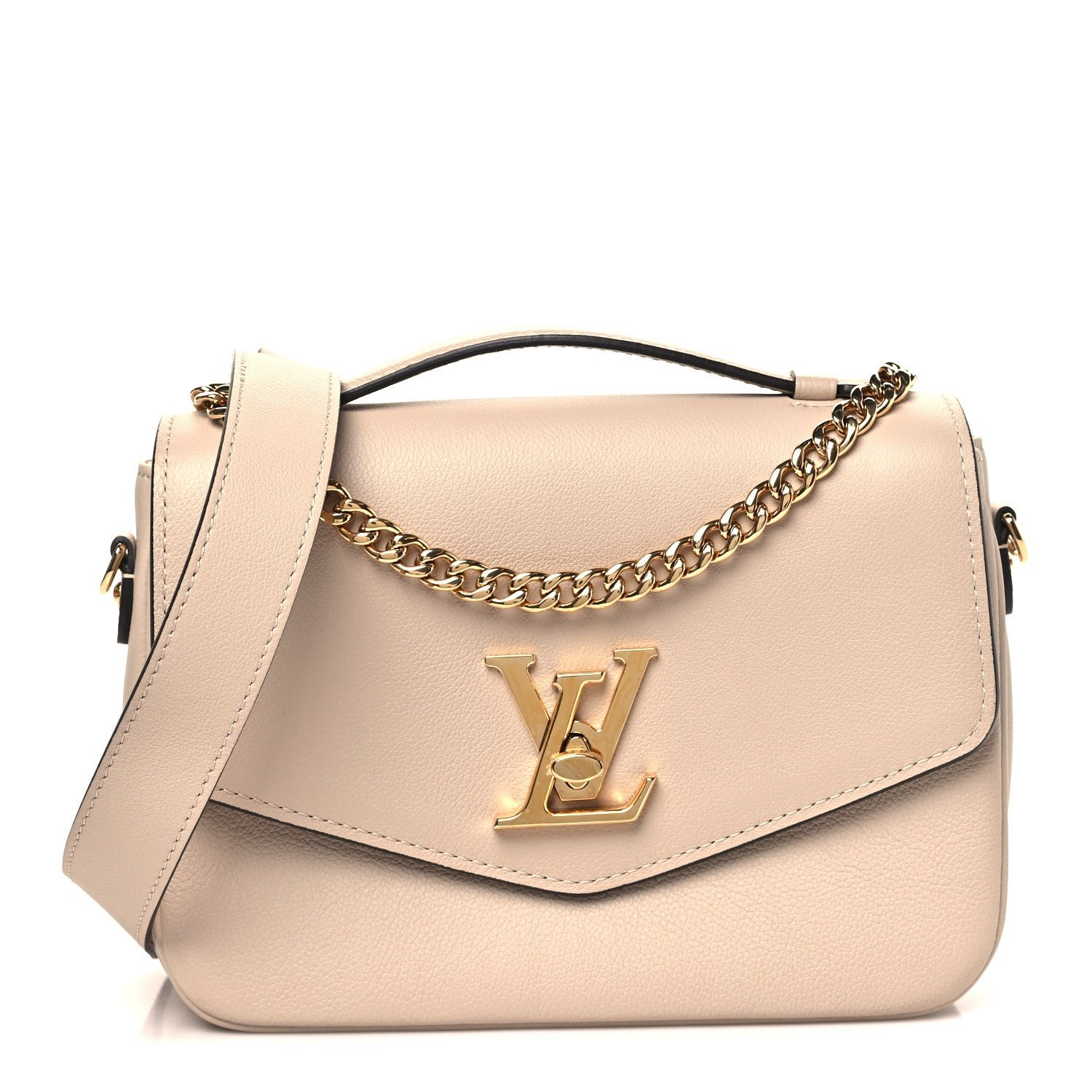 Louis Vuitton Grained Calfskin Lockme Oxford Greige