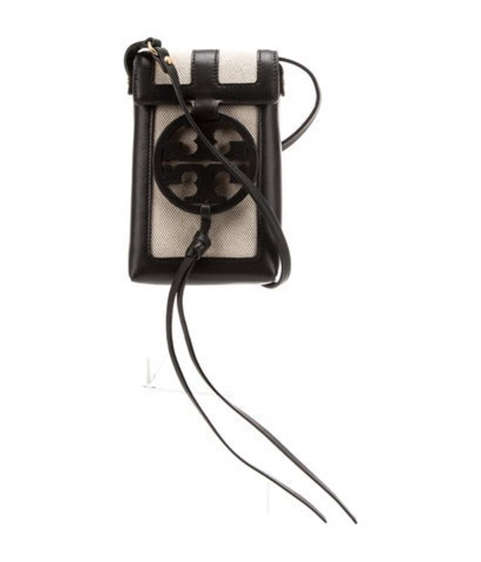 Tory Burch Burch Leather Miller Canvas Quadrant Phone Crossbody Bag