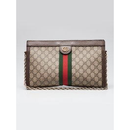 Gucci Beige/Ebony Supreme GG Coated Canvas Vintage Web Ophidia Medium Shoulder Bag