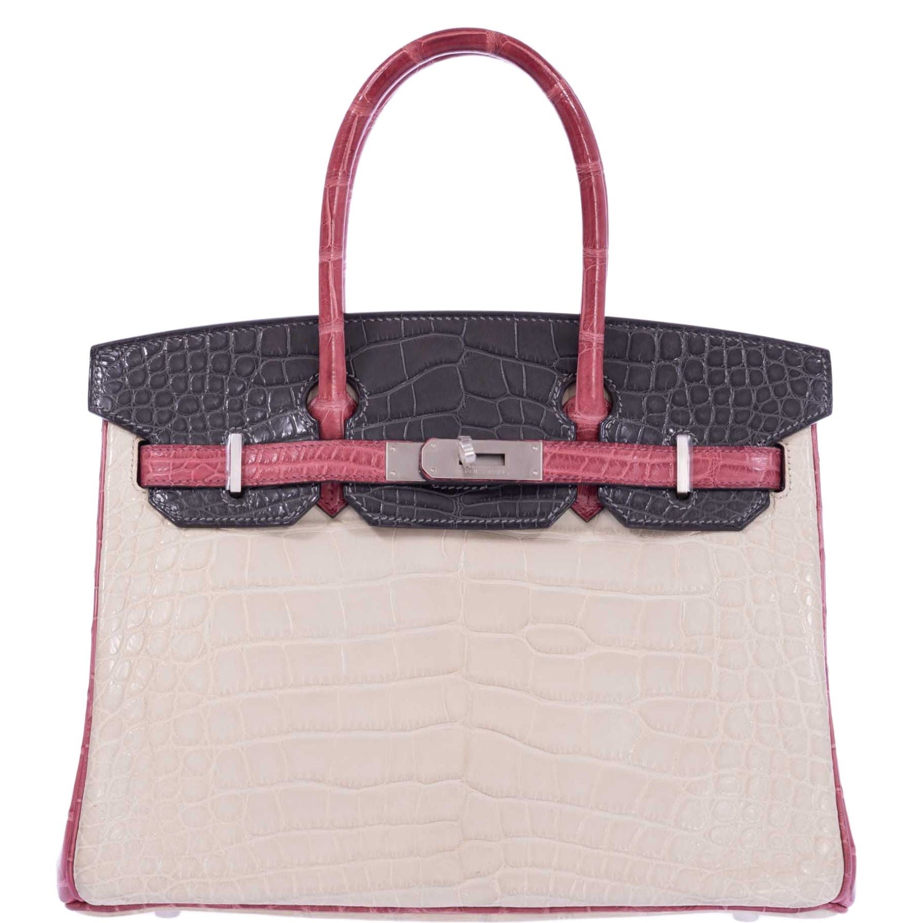 Hermès Birkin 30 HSS Tri-Color Béton, Gris Paris, and Bois de Rose Matte Alligator Brushed Palladium Hardware