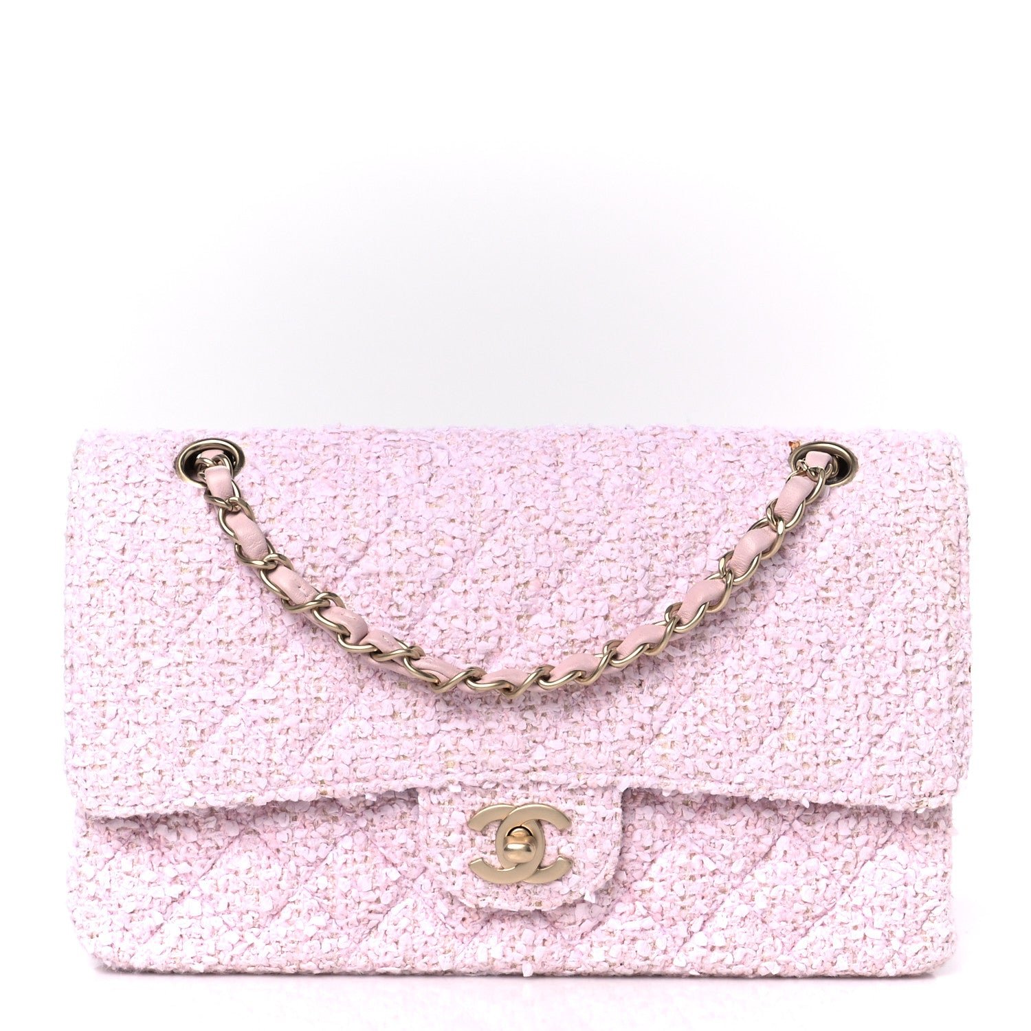 Chanel Tweed Medium Double Flap Pink