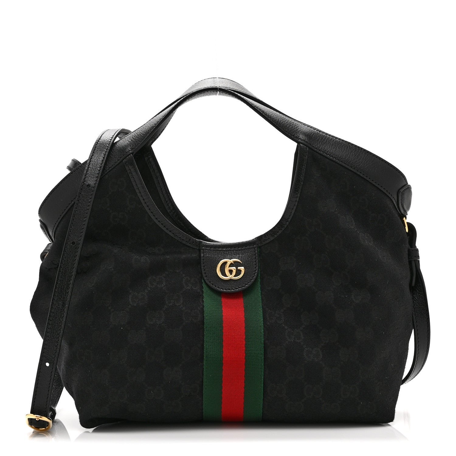 Gucci Denim GG Monogram Web Small Giglio Tote Black