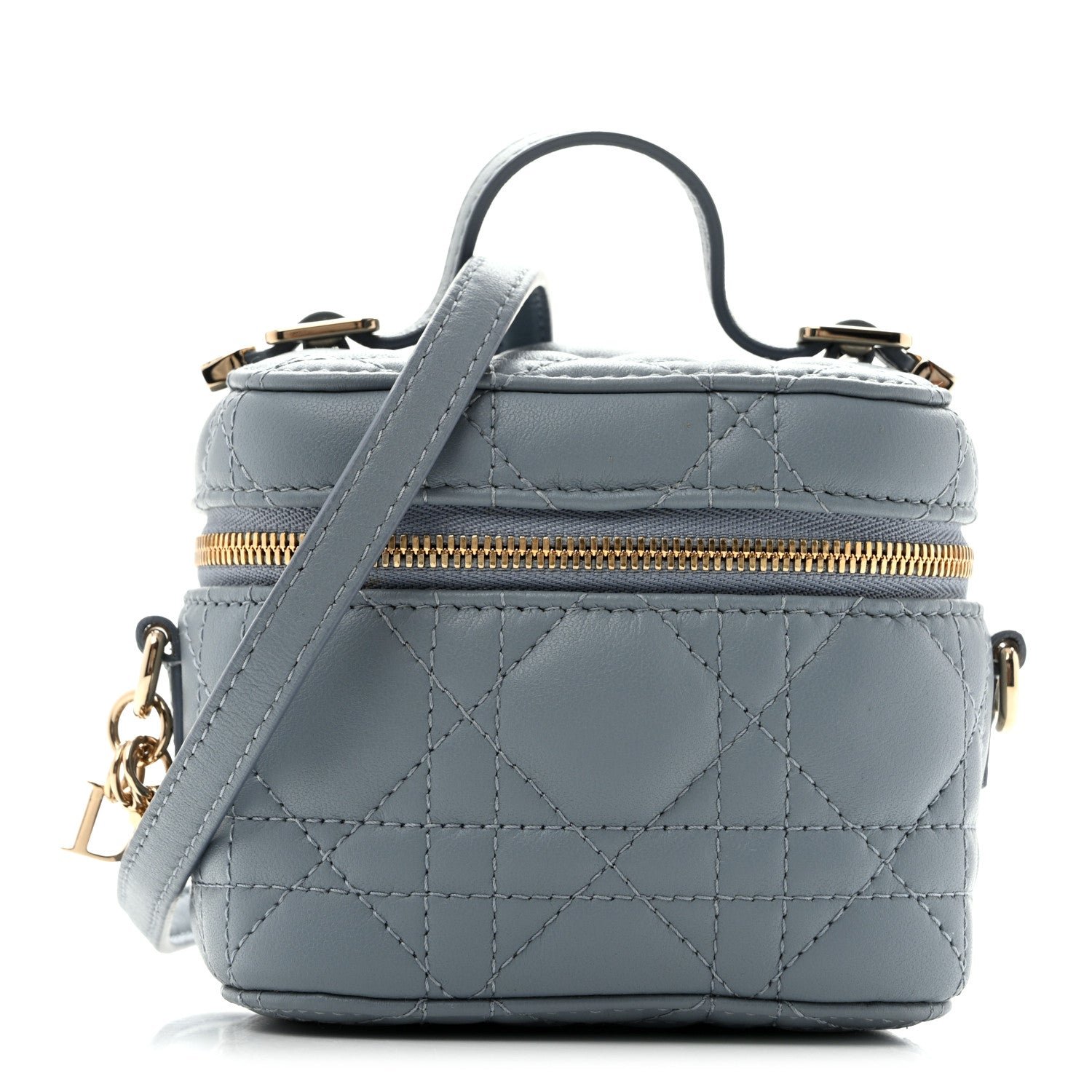 Christian Dior Lambskin Cannage Micro Lady Dior Vanity Case Cloud Blue