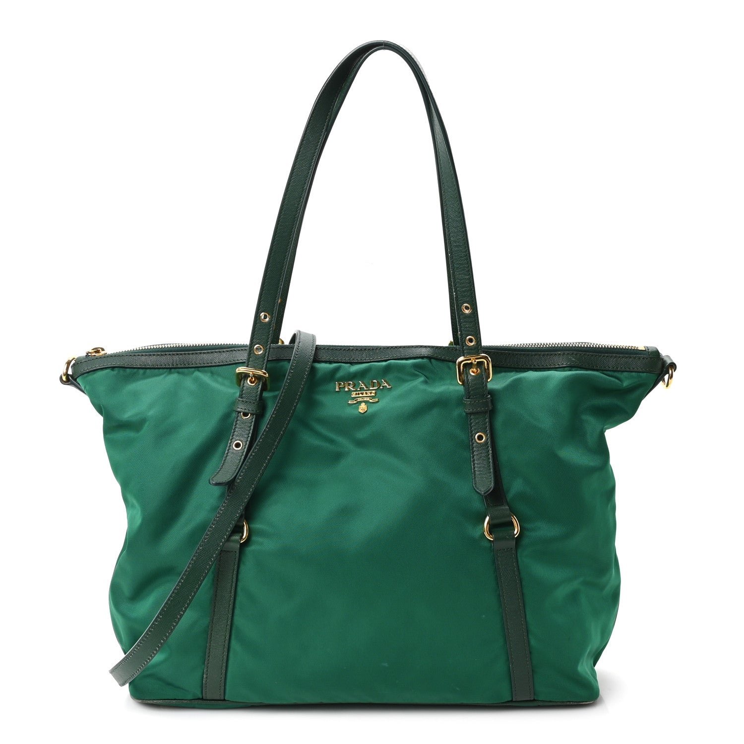 Prada Tessuto Nylon Saffiano Tote Oleandro