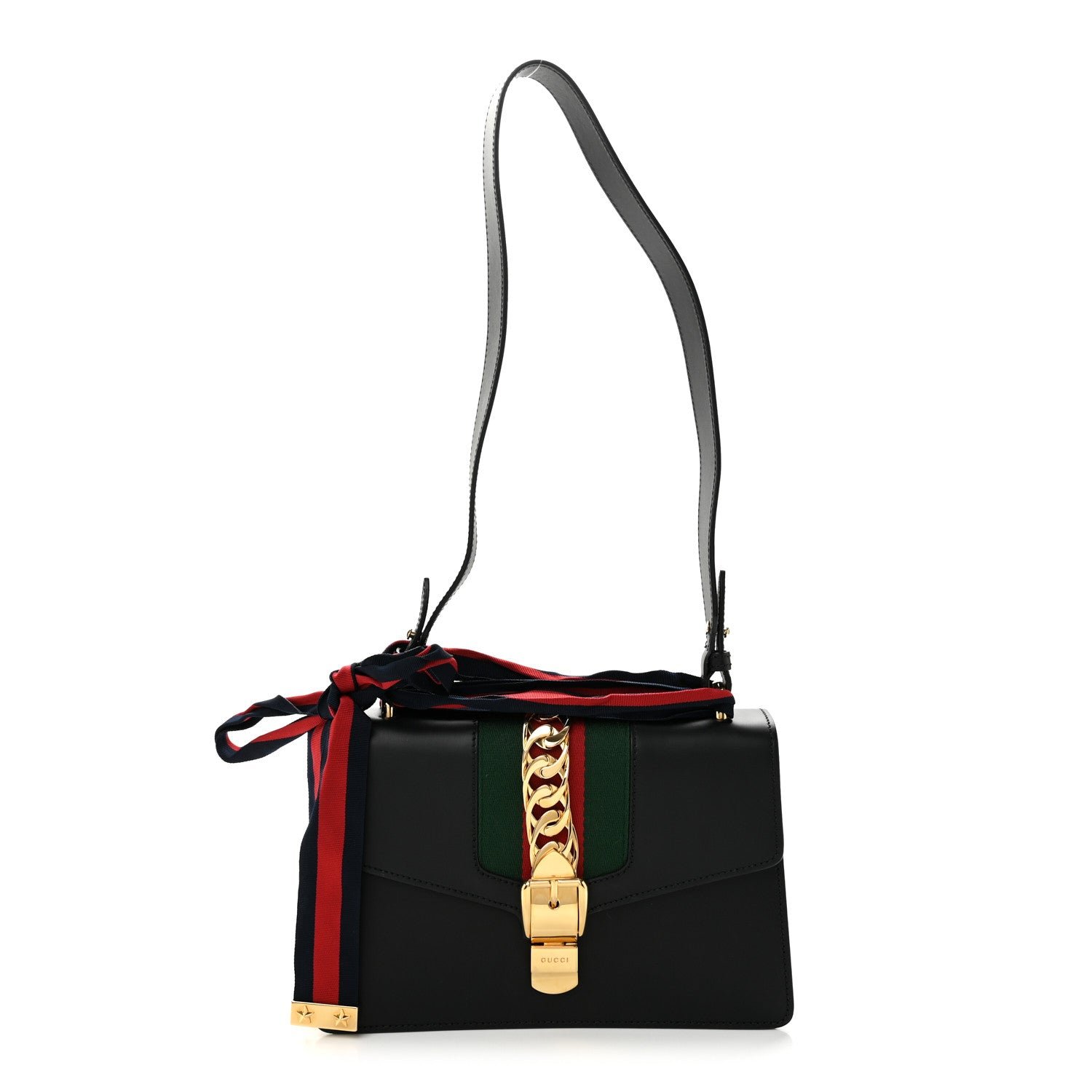 Gucci Calfskin Small Sylvie Shoulder Bag Black
