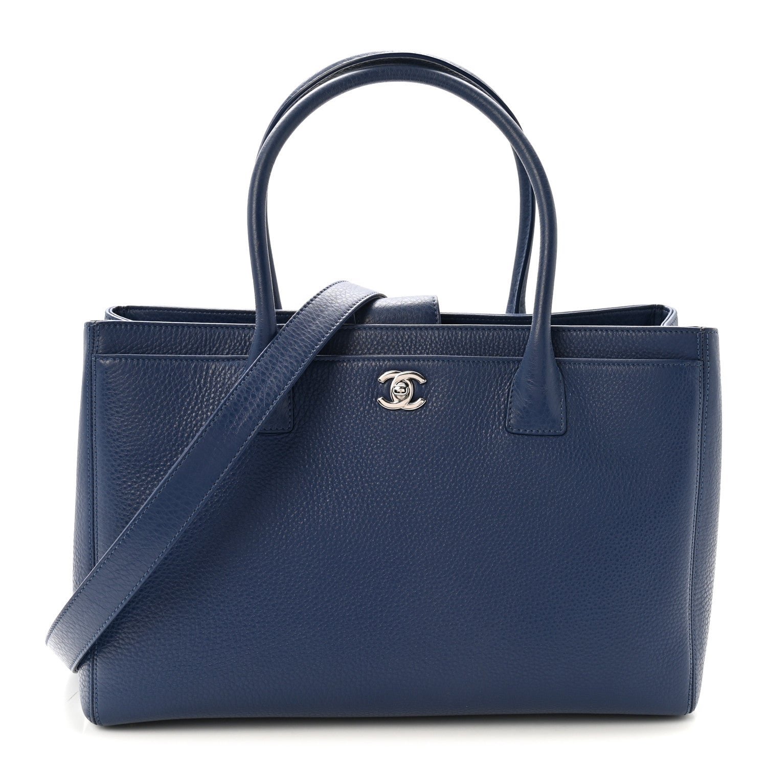 Chanel Calfskin Cerf Executive Shopper Tote Marine