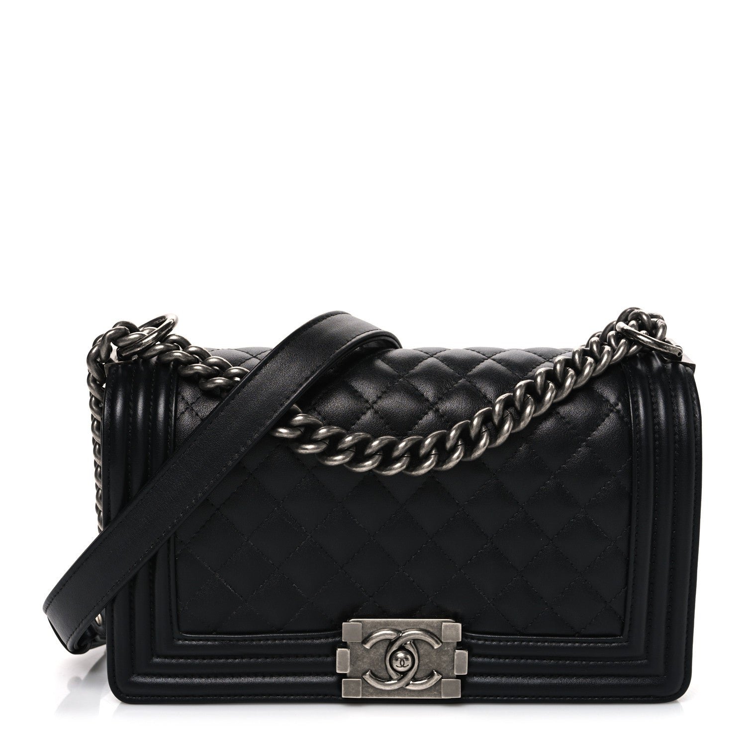 Chanel Lambskin Quilted New Medium Boy Flap Black