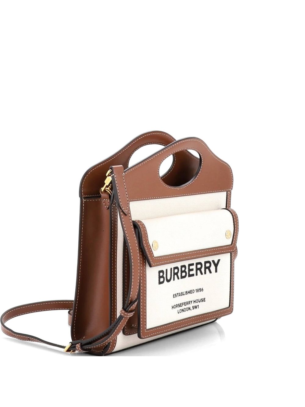 Logo Pocket Tote Canvas with Leather Mini crossbody bag