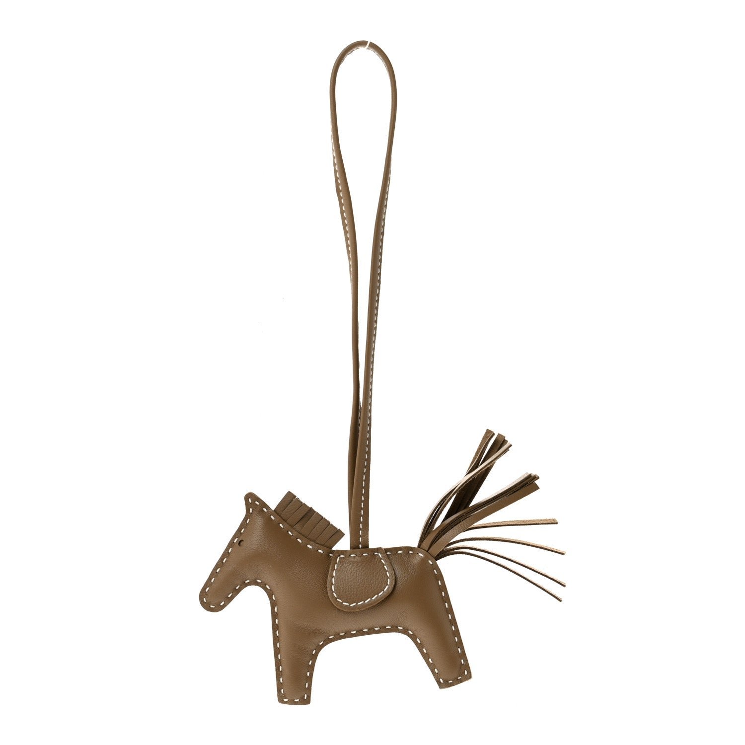 Hermes Milo Lambskin Grigri Rodeo Horse Bag Charm PM Etoupe