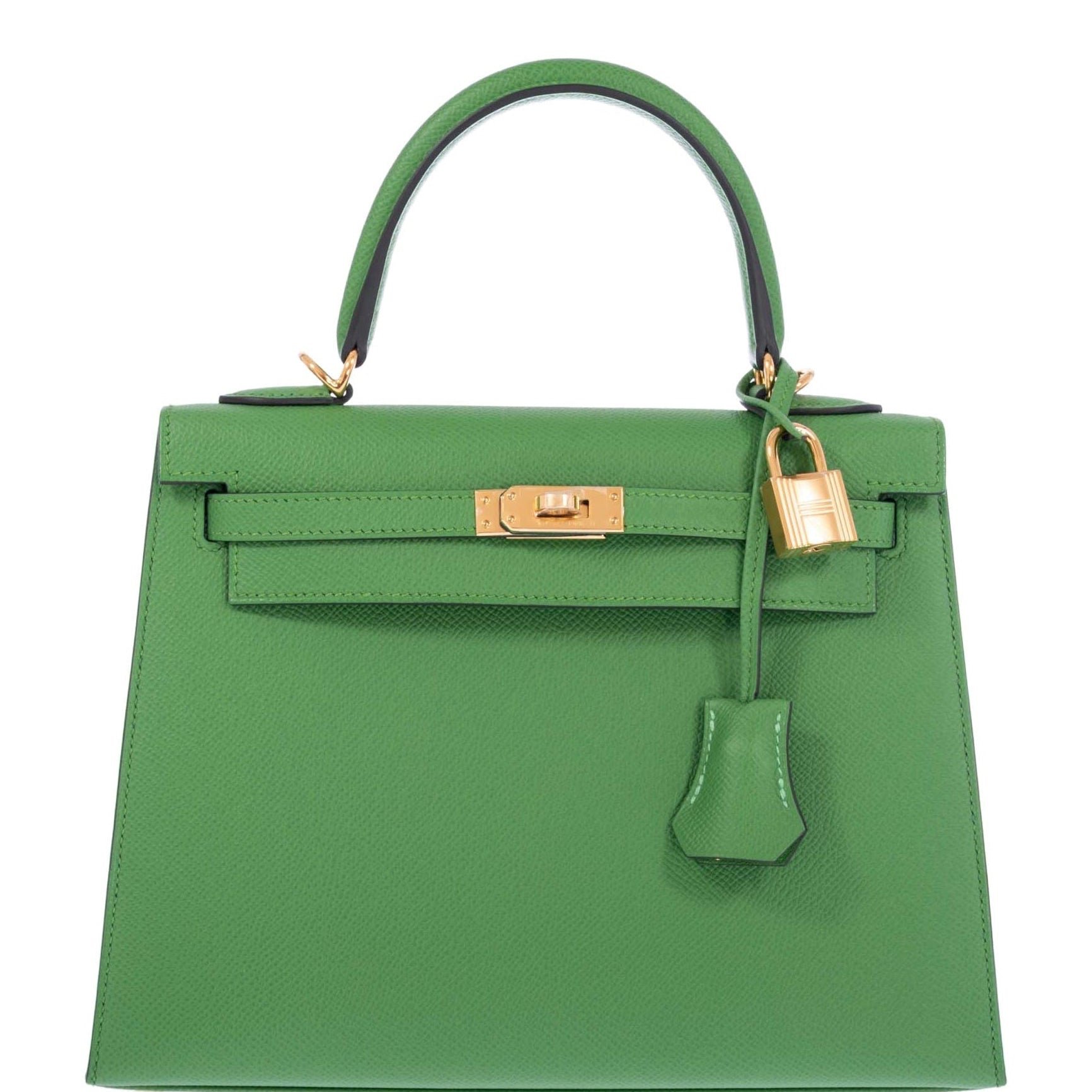 Hermès Kelly 25 Sellier Vert Yucca Epsom Gold Hardware