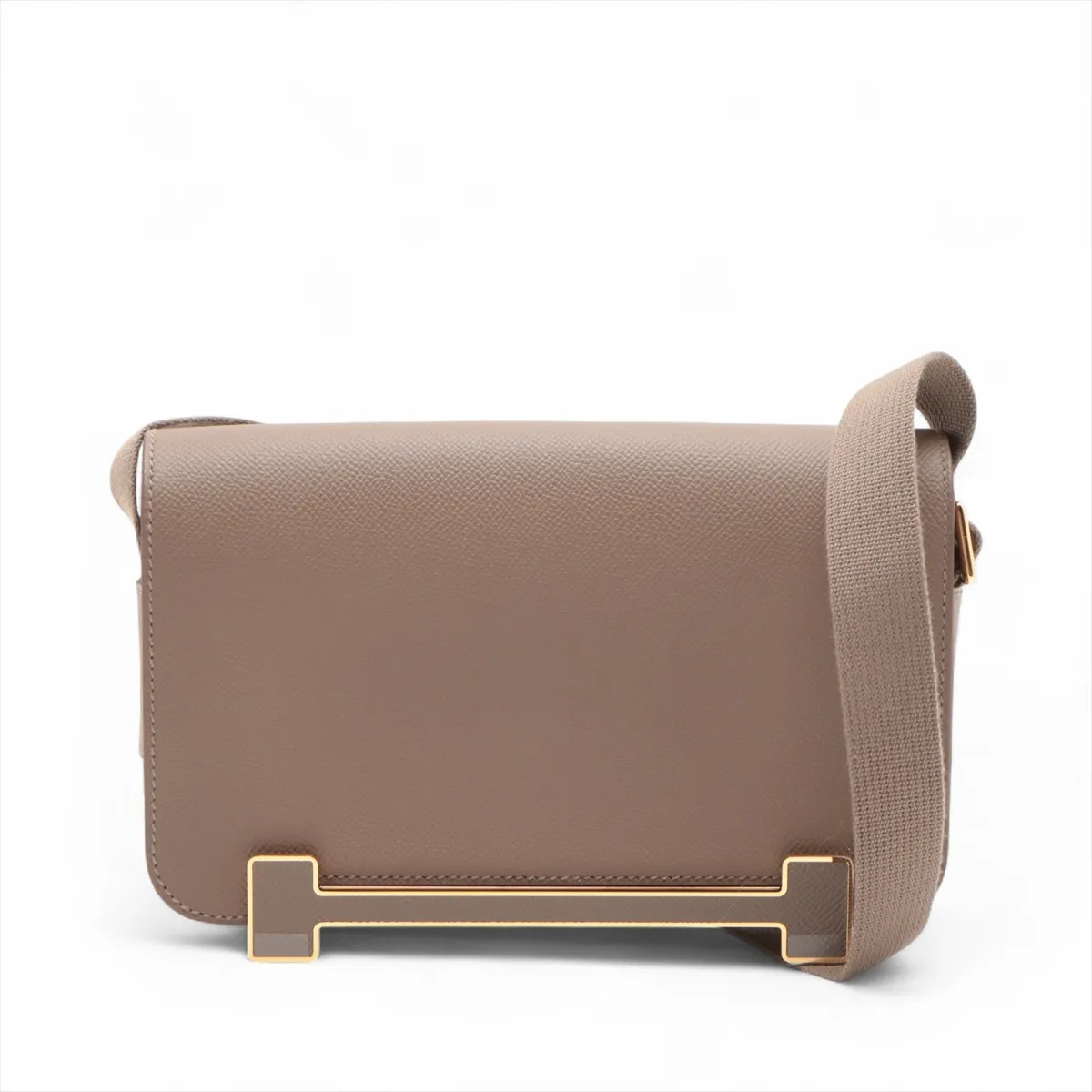 Hermès Geta Slim Veau Epsom Etoupe Gold Metal Fittings