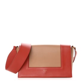 Celine Shiny Smooth Calfskin Medium Frame Shoulder Bag Red Tan