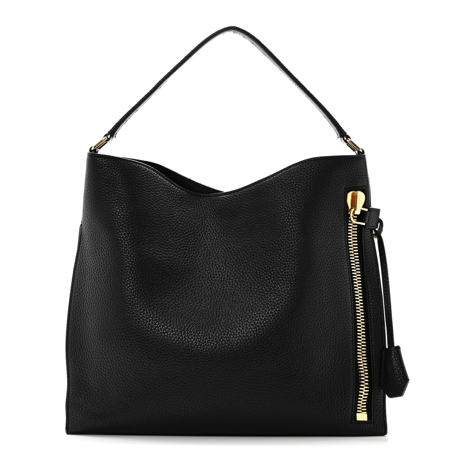 Tom Ford Tom Ford Pebbled Calfskin Small Alix Padlock Zip Hobo Bag Black