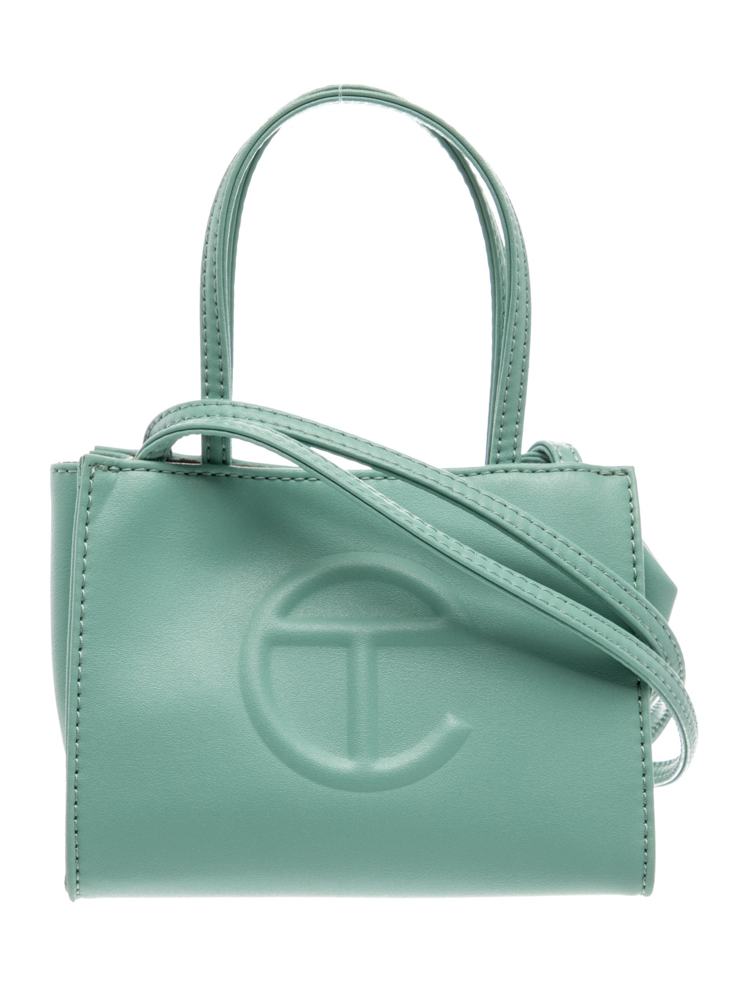Vegan Leather Small Sage Shopping Bag Small
