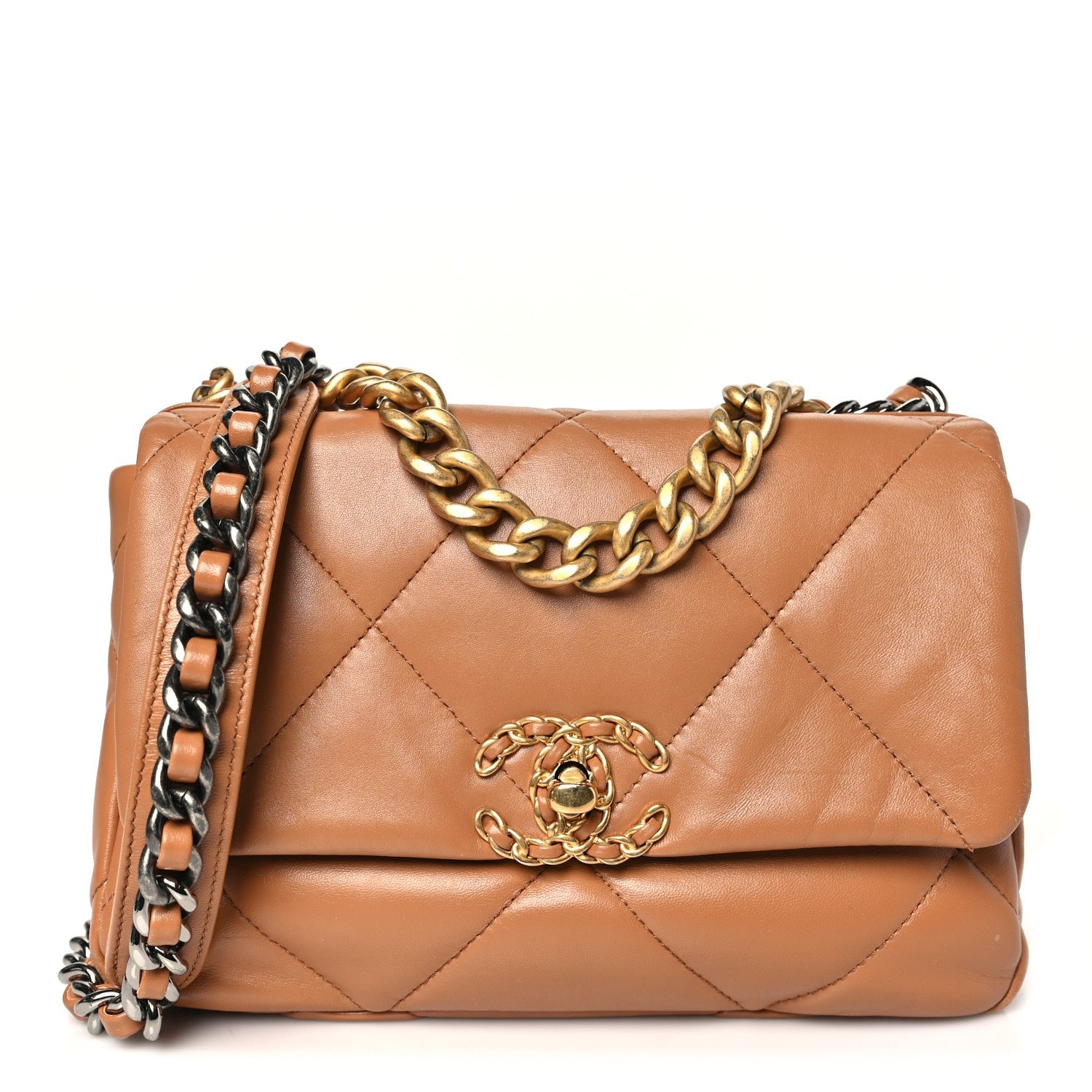 Chanel Lambskin Quilted Medium Chanel 19 Flap Brown