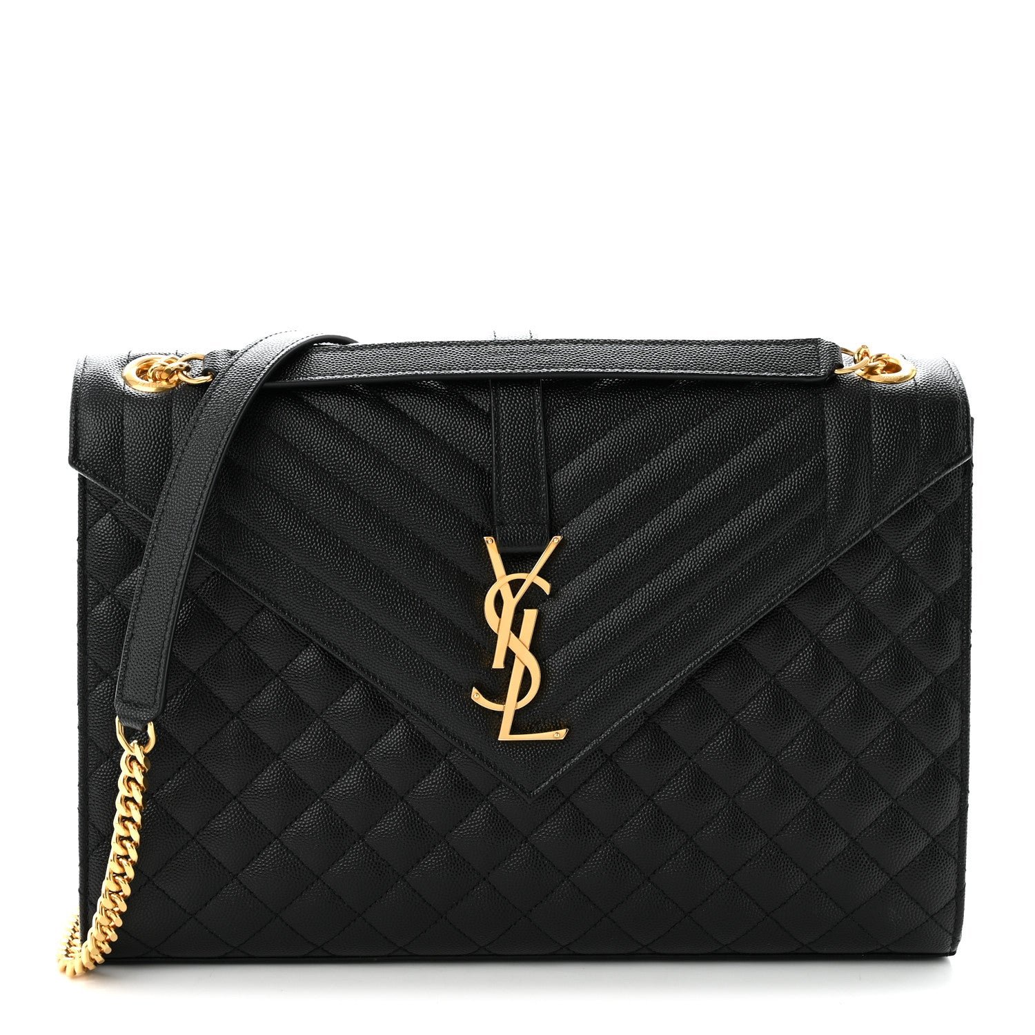 Saint Laurent Grain De Poudre Textured Mixed Matelasse Large Triquilt Monogram Satchel Black