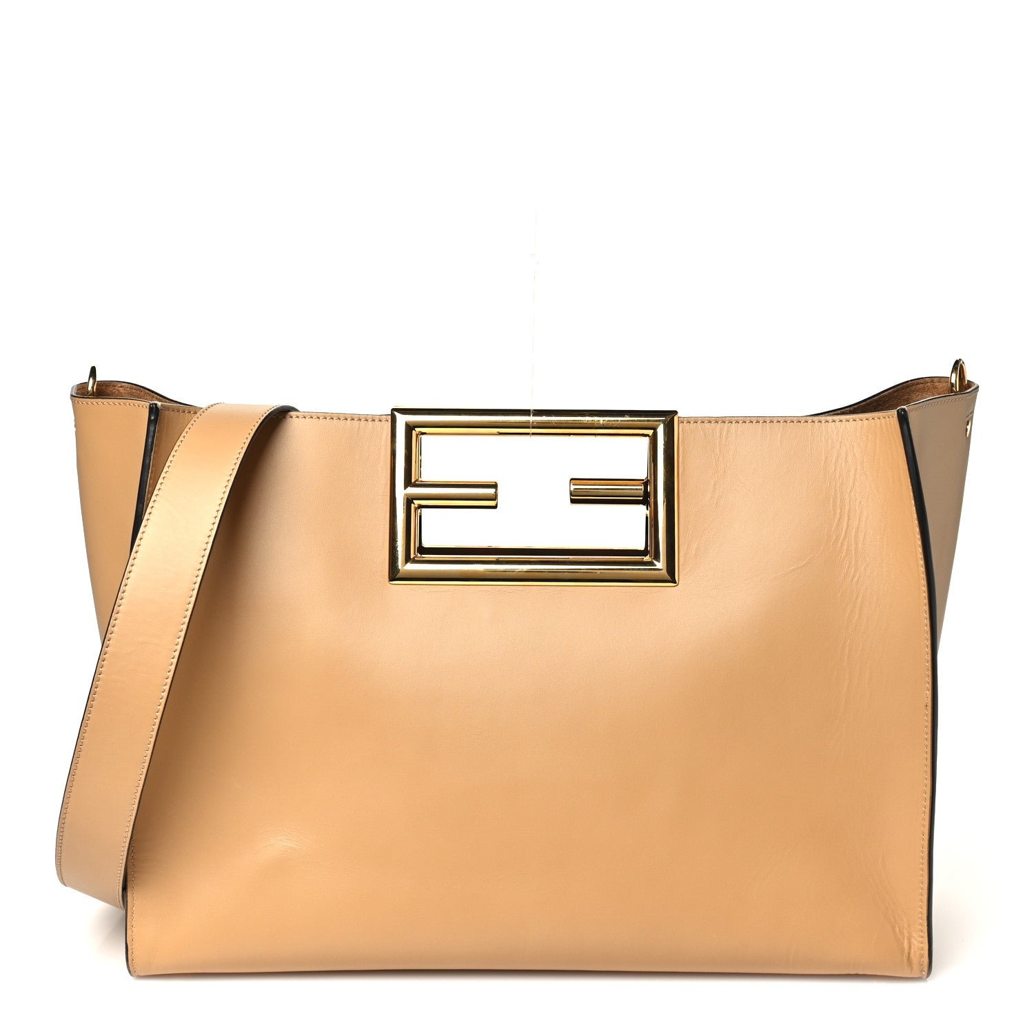 Fendi Vitello King Medium Fendi Way Tote Miele Scuro