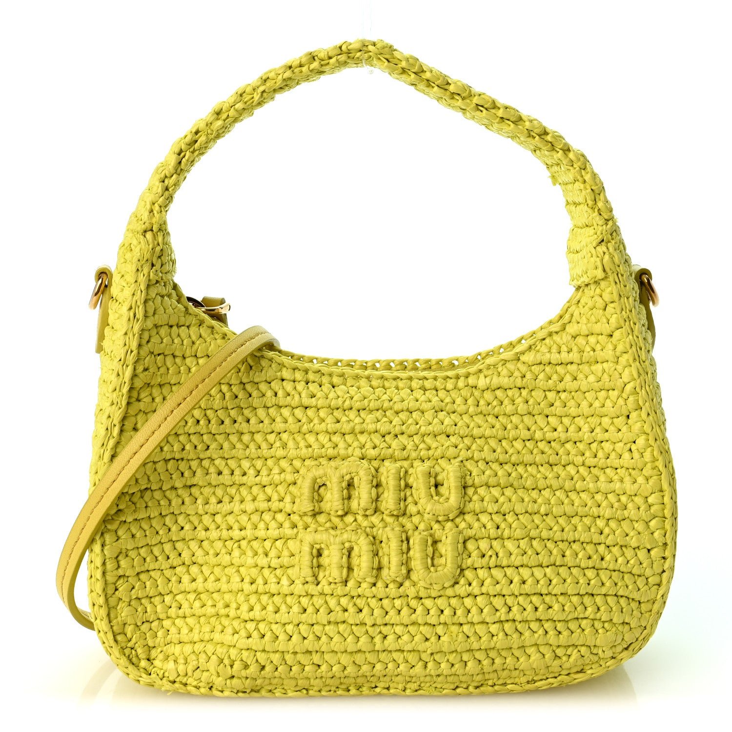Miu Miu Crochet Mini Wander Hobo Citrus Yellow