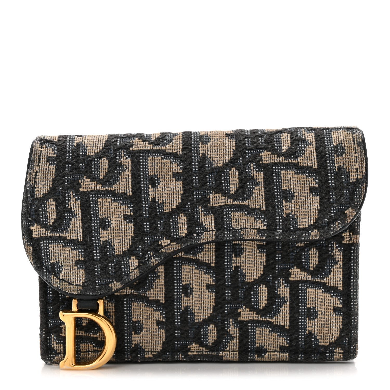 Christian Dior Oblique Saddle Card Holder Blue