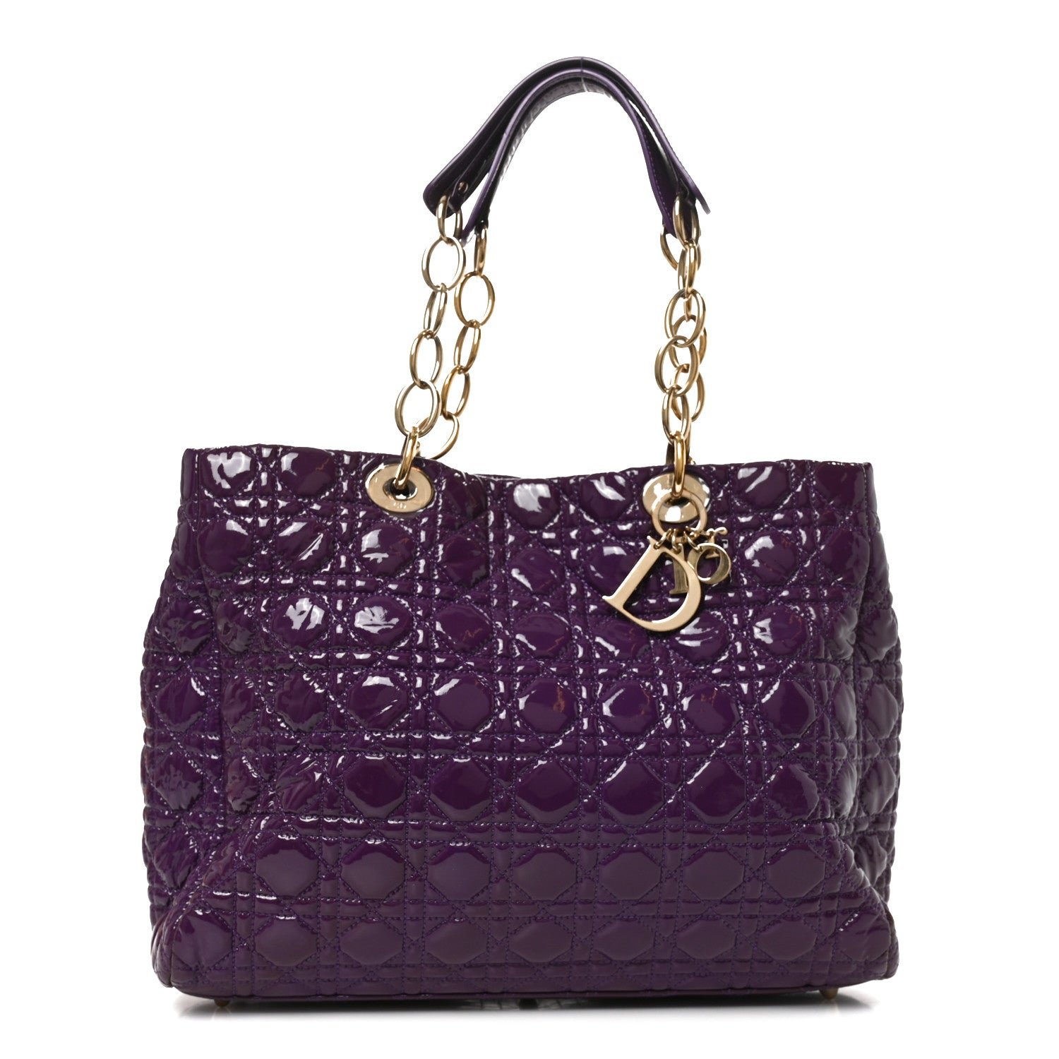 Christian Dior Patent Cannage Large Dior Soft Shopping Tote Purple