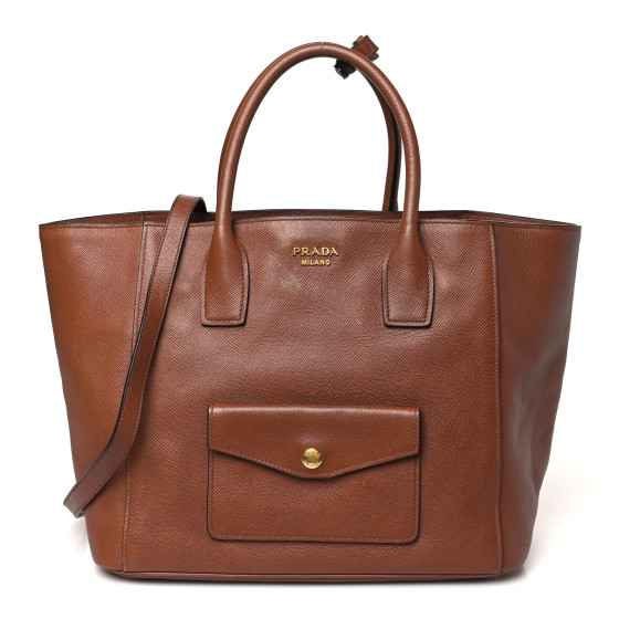 Prada Saffiano Cuir Front Pocket Tote Palissandro