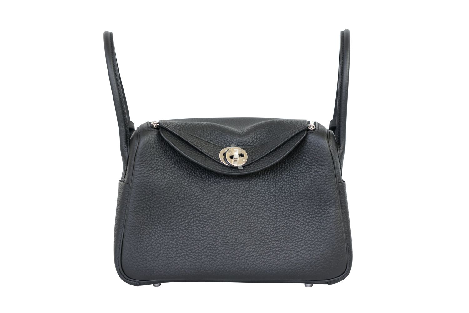 Hermes Lindy 26 Bag, Black Clemence Leather and Palladium Hardware, K 2025 Stamp, Preowned in Box WA001
