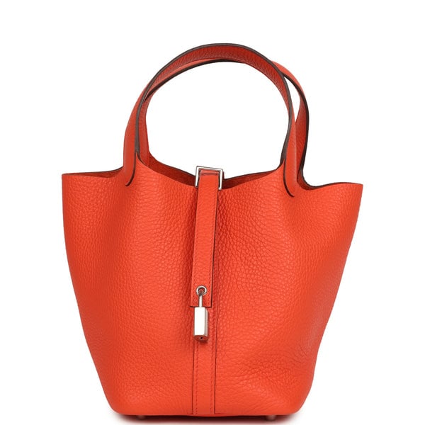 Hermes Hermes Picotin Lock 18 Orange Poppy Clemence Palladium Hardware