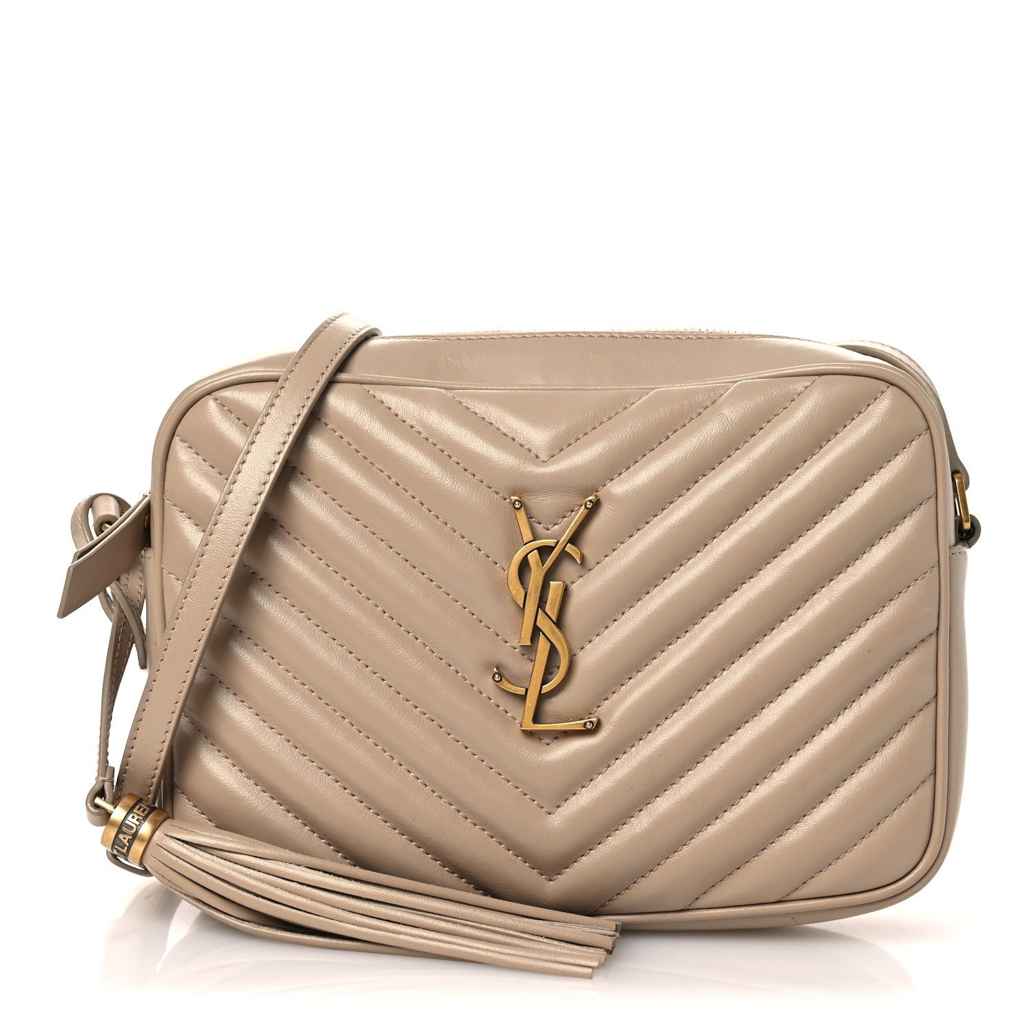 Saint Laurent Calfskin Matelasse Monogram Lou Camera Bag Dark Latte