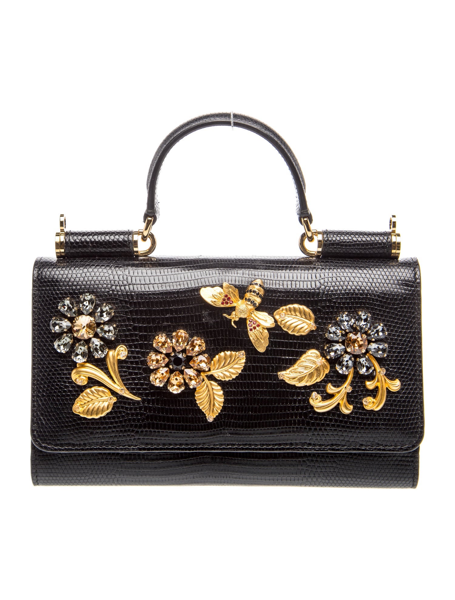 Leather Embellished Top Handle