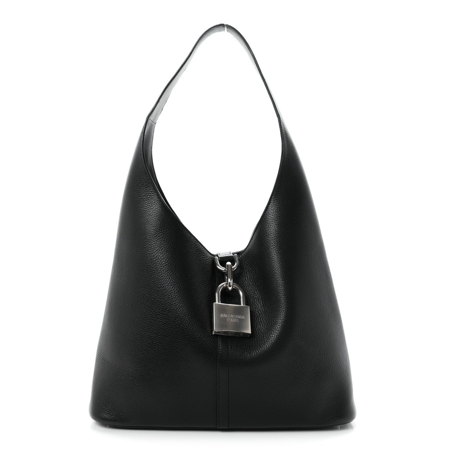 Balenciaga Grained Calfskin Medium Locker Hobo Black