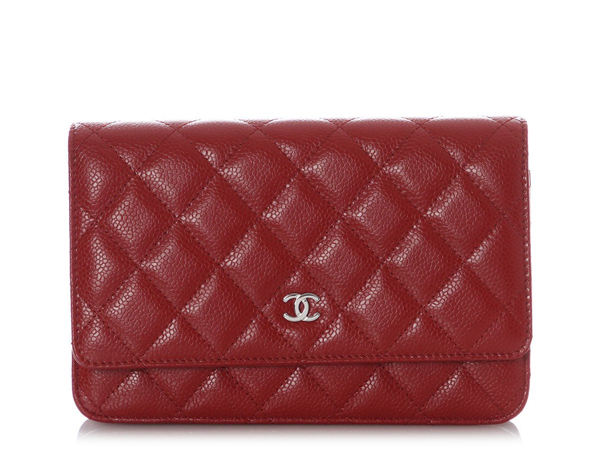 Chanel Red Quilted Caviar Wallet on Chain WOC