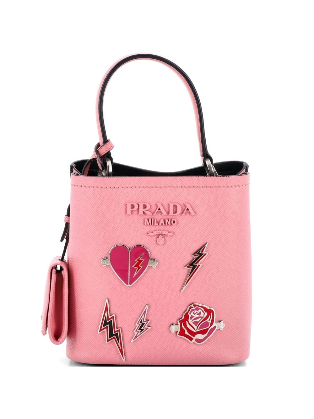 Panier Embellished Saffiano Leather Small bucket bag