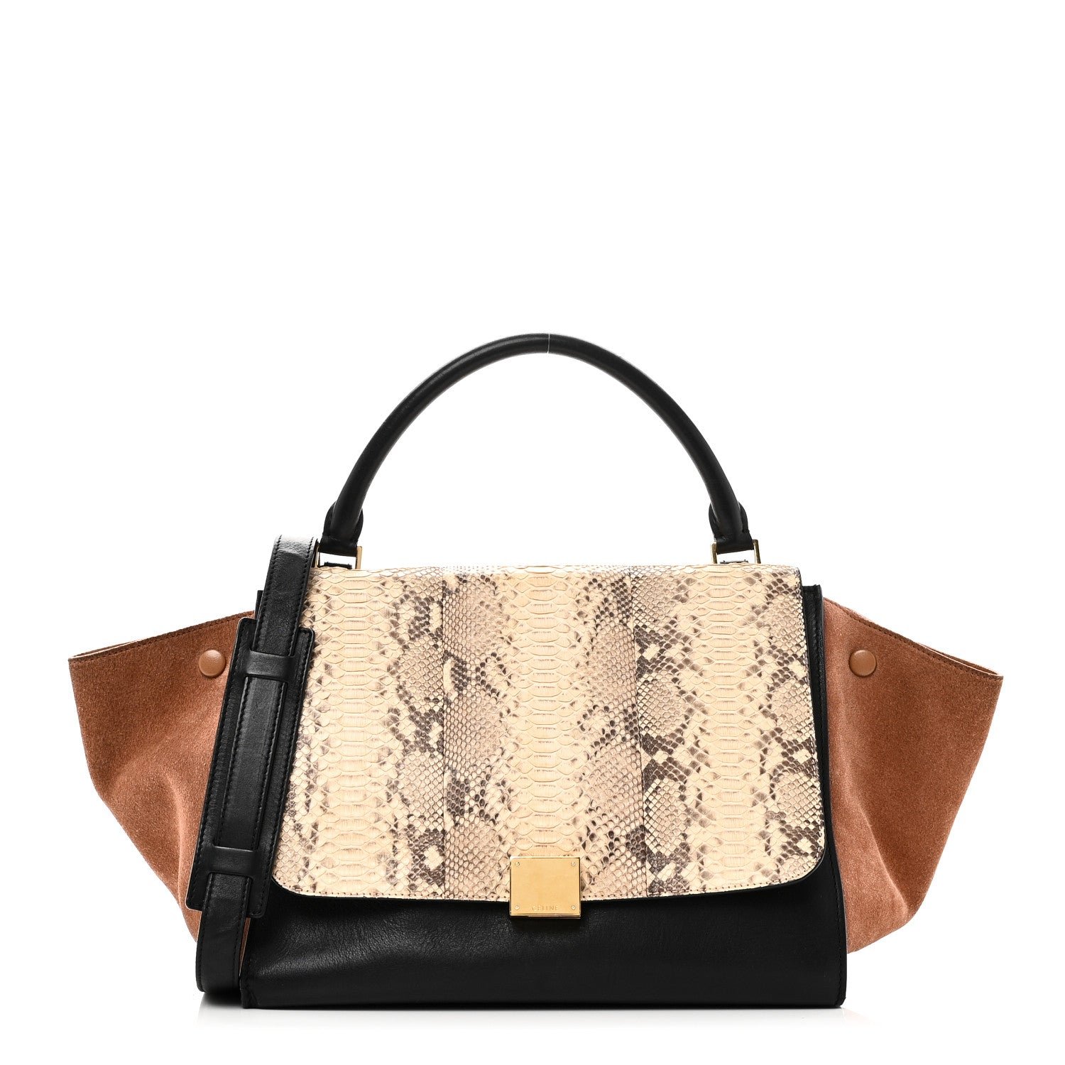 Celine Snakeskin Suede Trapeze Brown