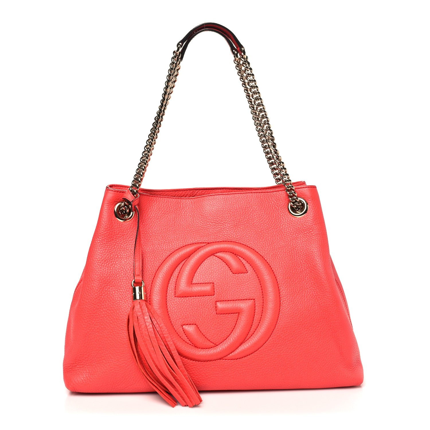 Gucci Pebbled Calfskin Medium Soho Chain Shoulder Bag Begonia Pink