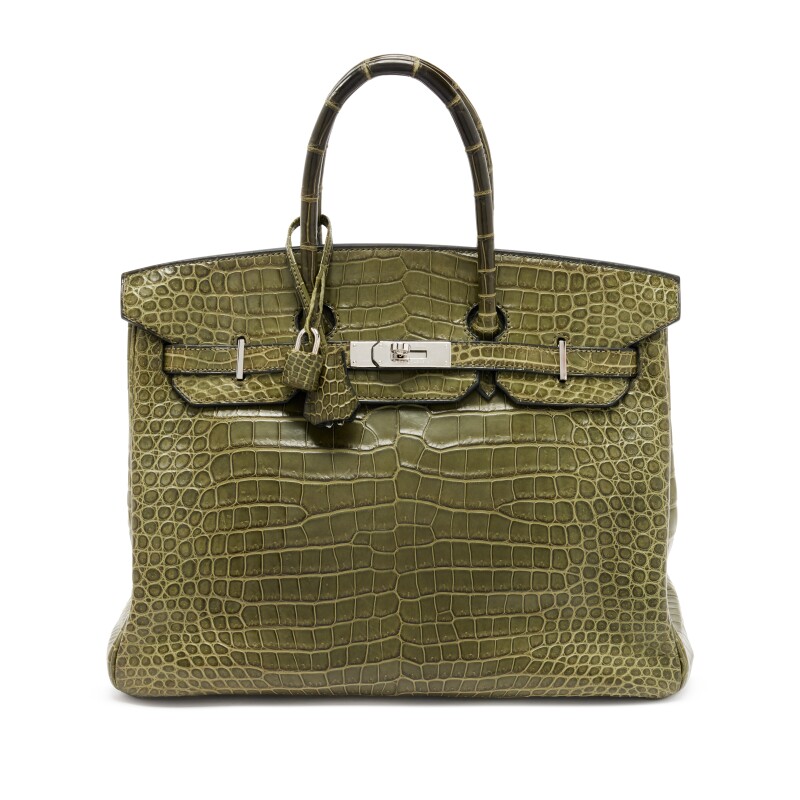 Hermes Vert Veronese Matte Porosus Crocodile Birkin 35 Palladium Hardware, 2010