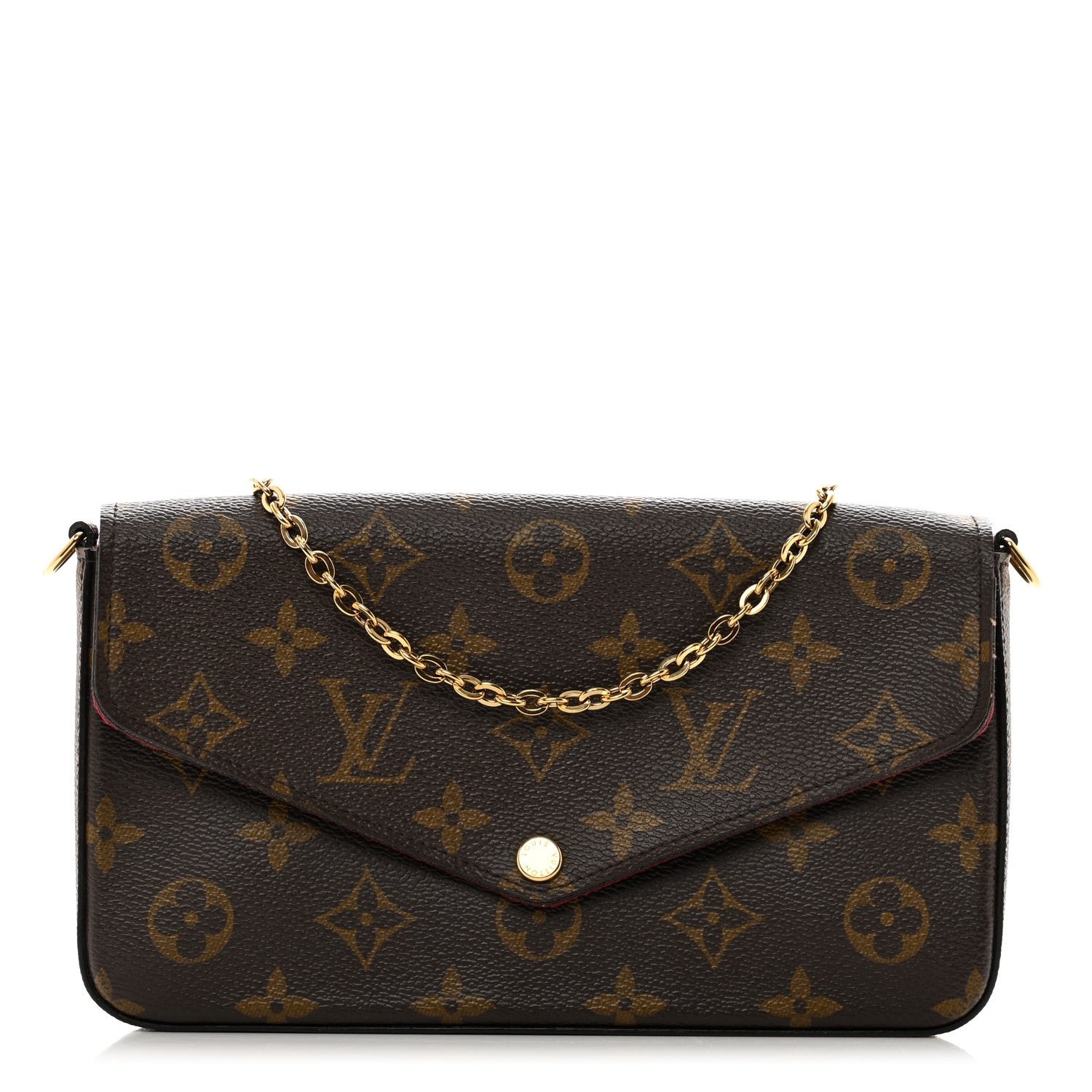 Louis Vuitton Monogram Pochette Felicie Chain Wallet Fuchsia