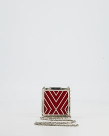 Valentino Valentino Haute Couture Red Enamel Evening Bag with Silver Hardware