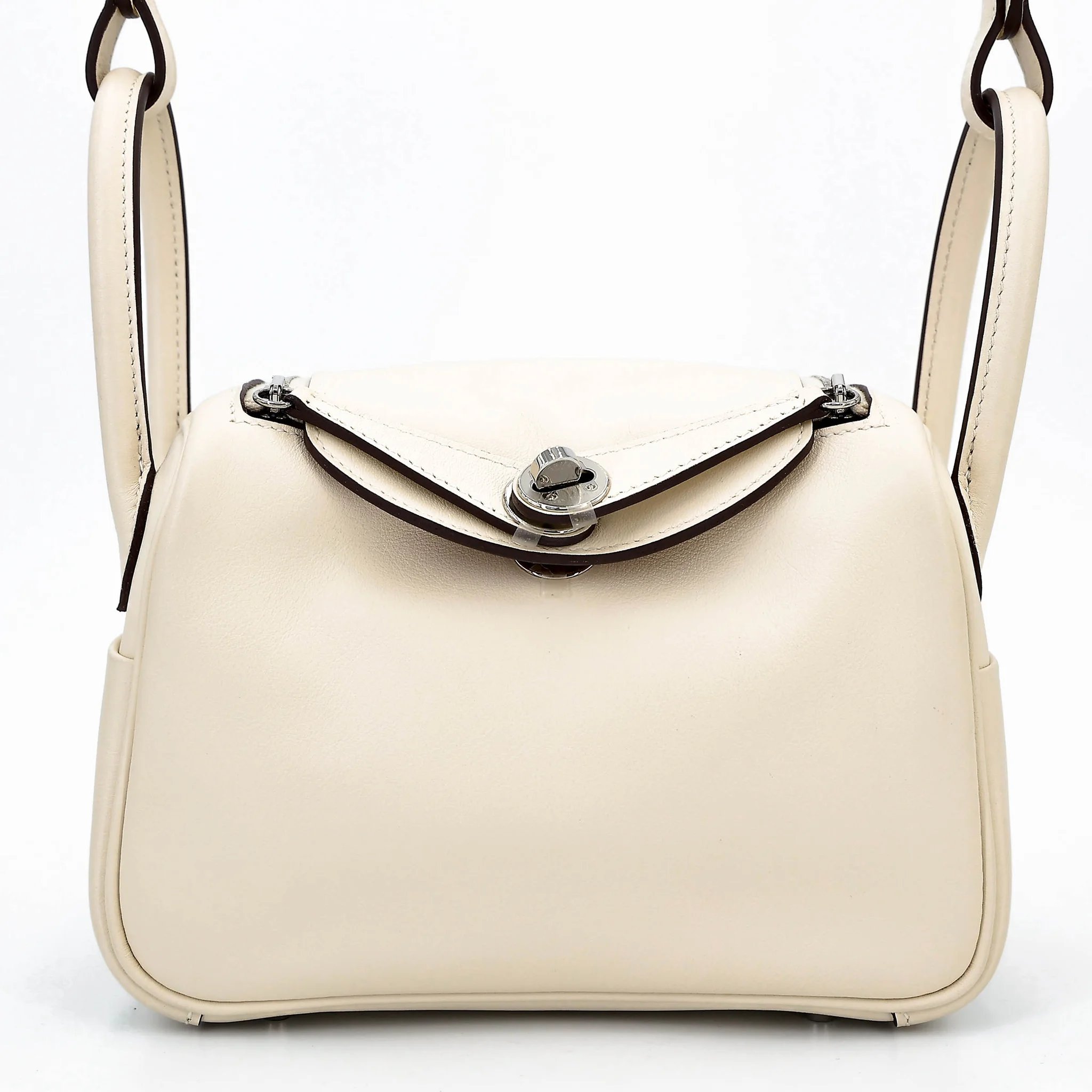Very Good ( Rank A) HERMÈS Mini Lindy Verso Nata (I2) Sesame (2S) Swift Palladium hardware B (2023)