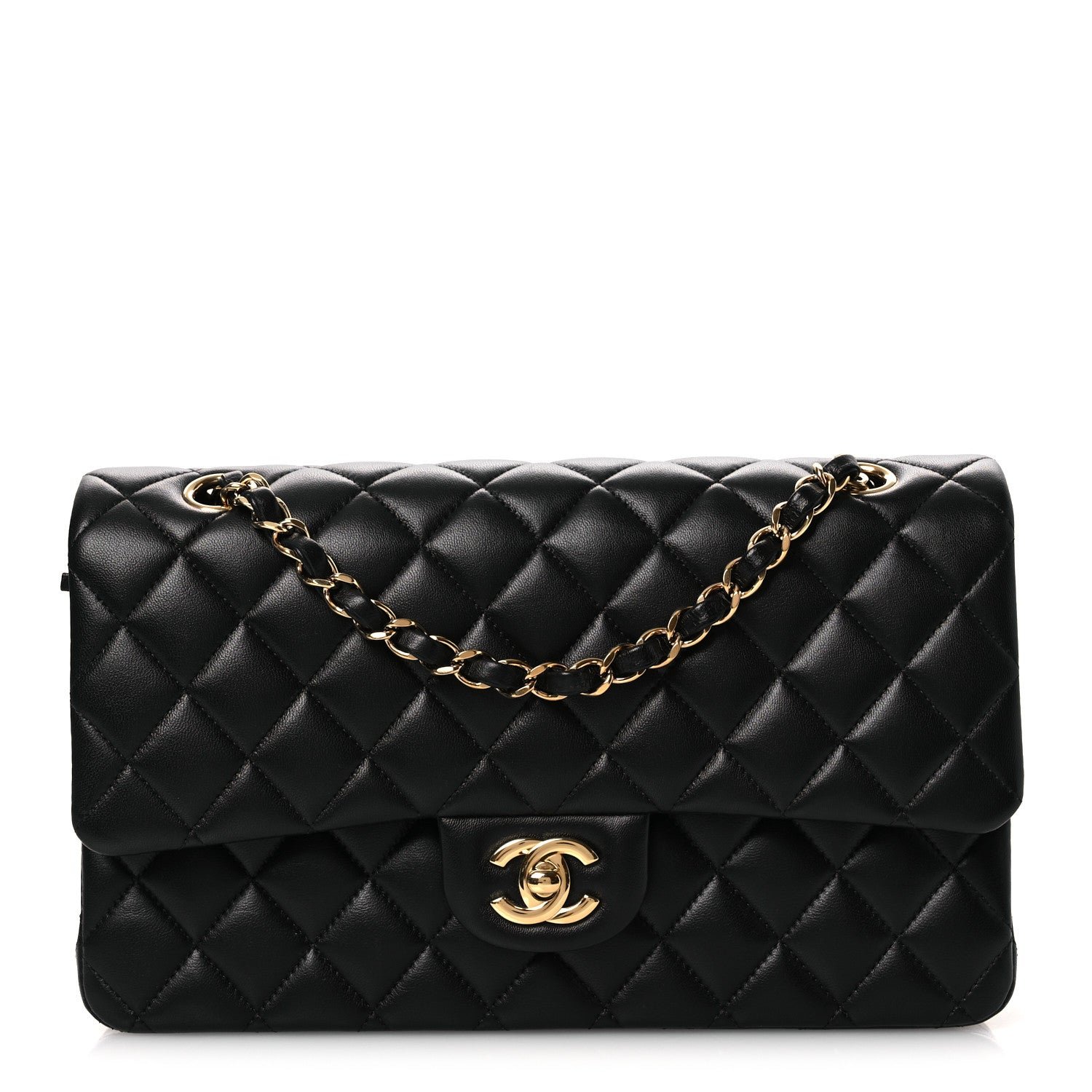 Chanel Lambskin Quilted Medium Double Flap Black