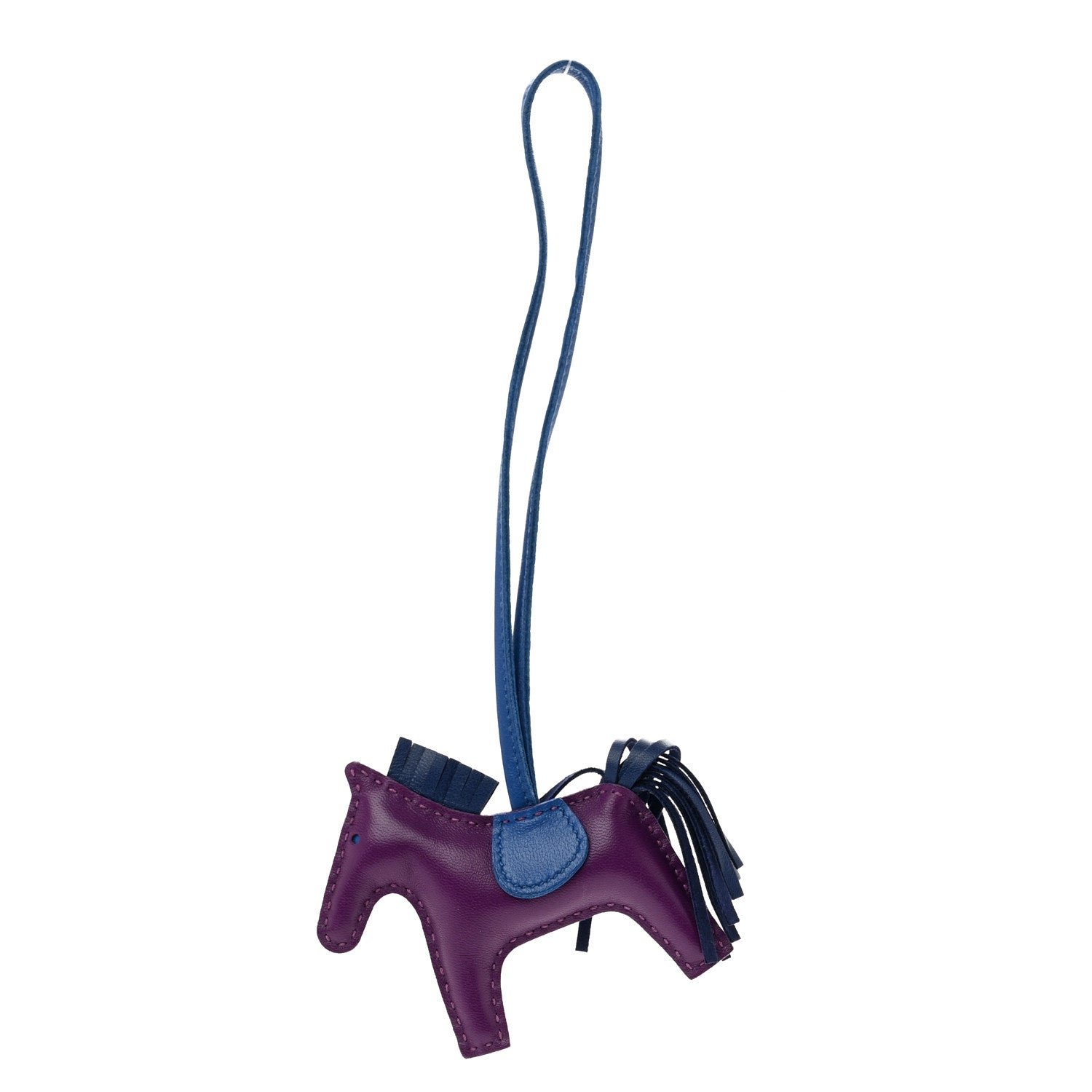 Hermes Milo Lambskin Grigri Rodeo Horse Bag Charm PM Violet Bleu Saphir Bleu France