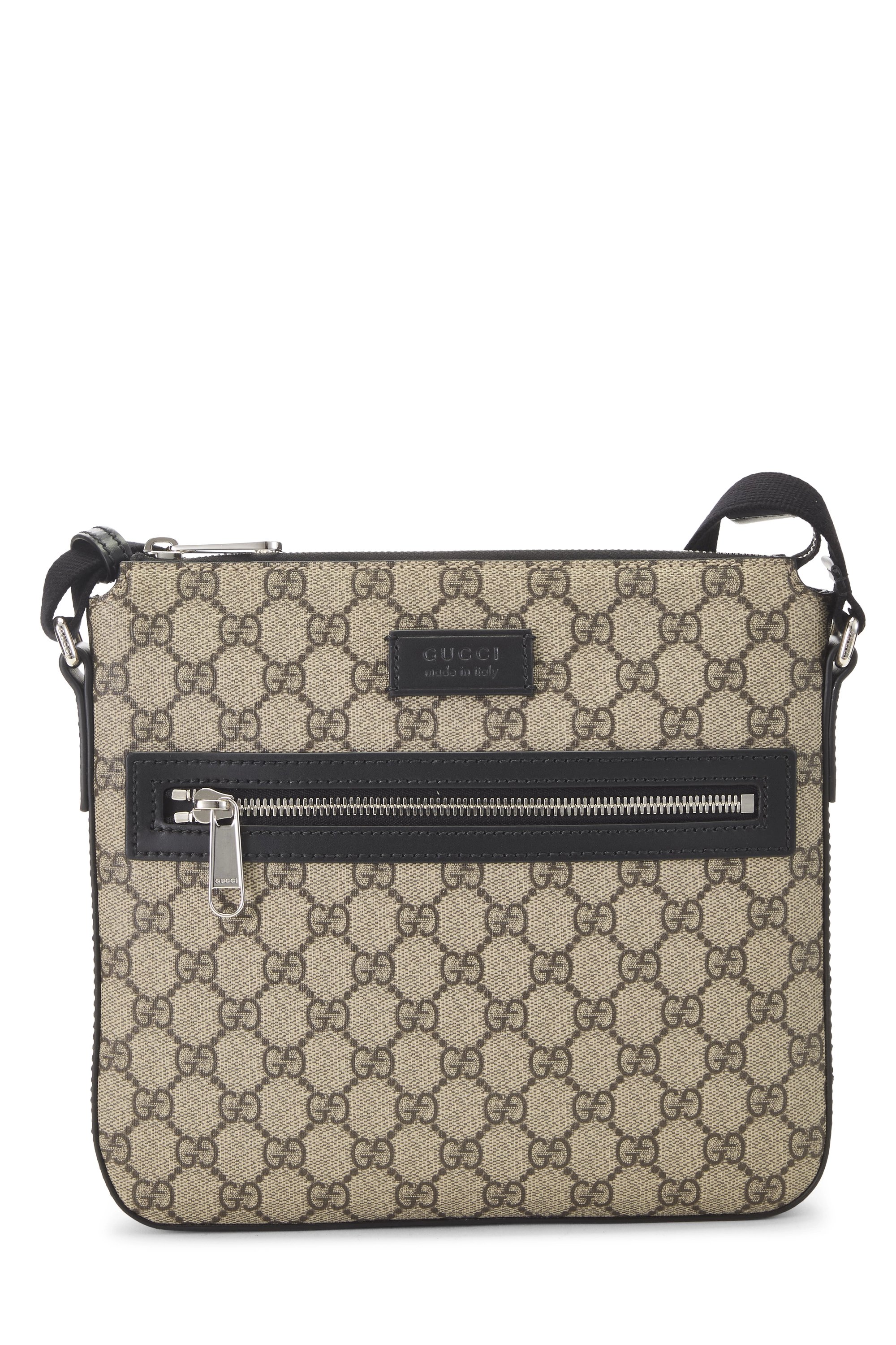 Black Original GG Supreme Canvas Zip Pocket Flat Messenger