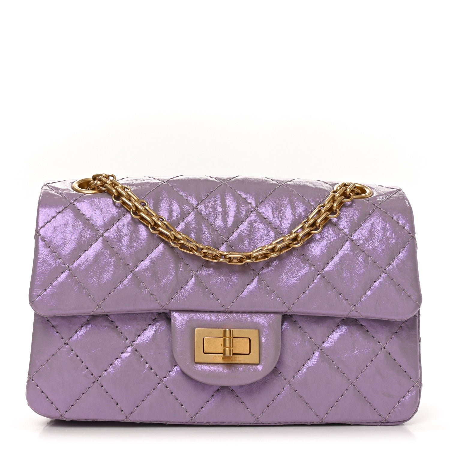 Chanel Glittered Aged Calfskin Quilted Mini 2.55 Reissue Flap Lilac