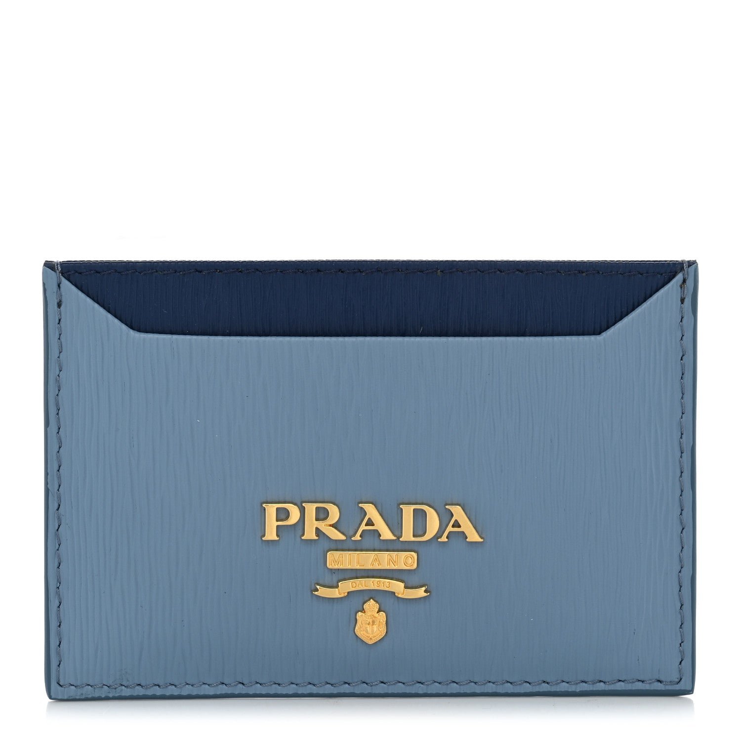Prada Vitello Move Metal Card Holder Astrale Blue