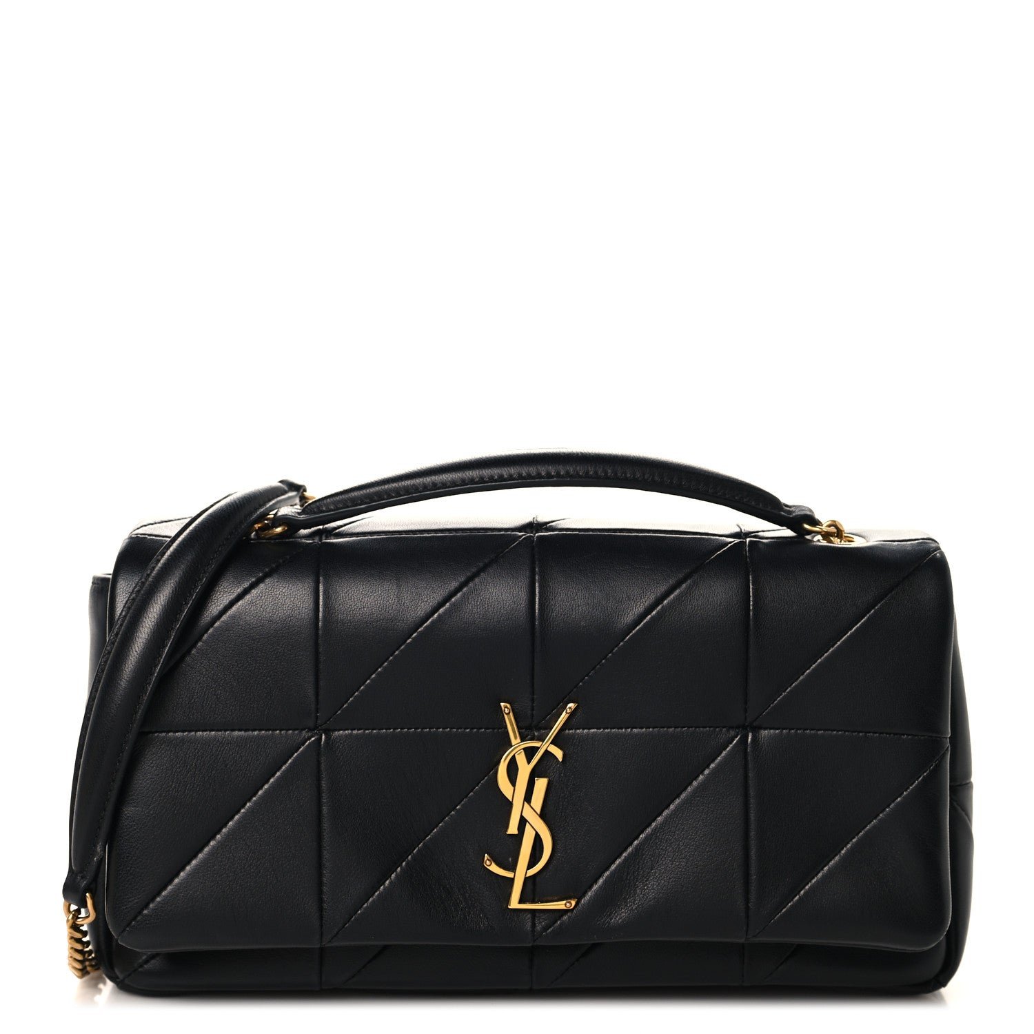 Saint Laurent Lambskin Patchwork Monogram Medium Jamie Black