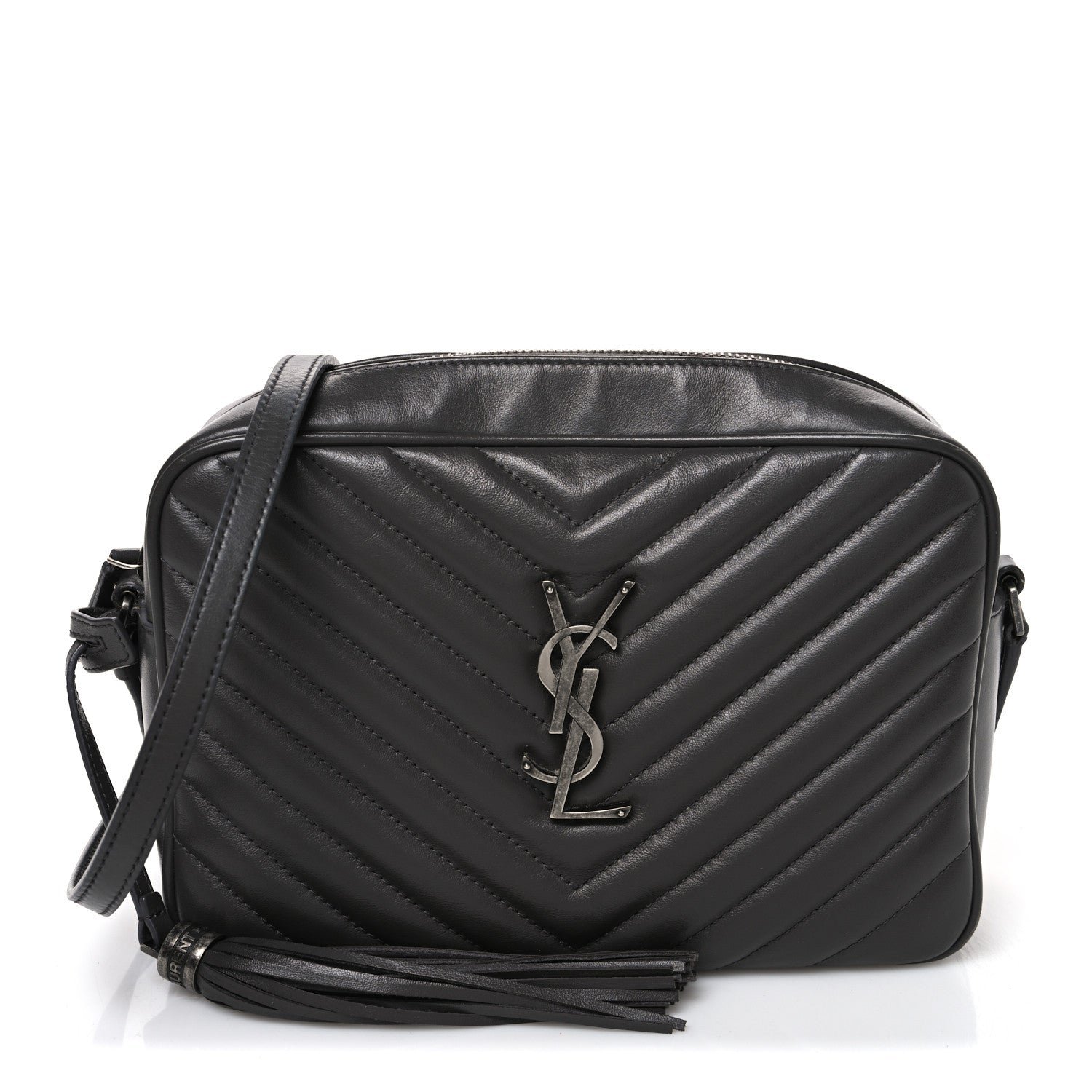 Saint Laurent Calfskin Matelasse Monogram Lou Camera Bag Asphalt