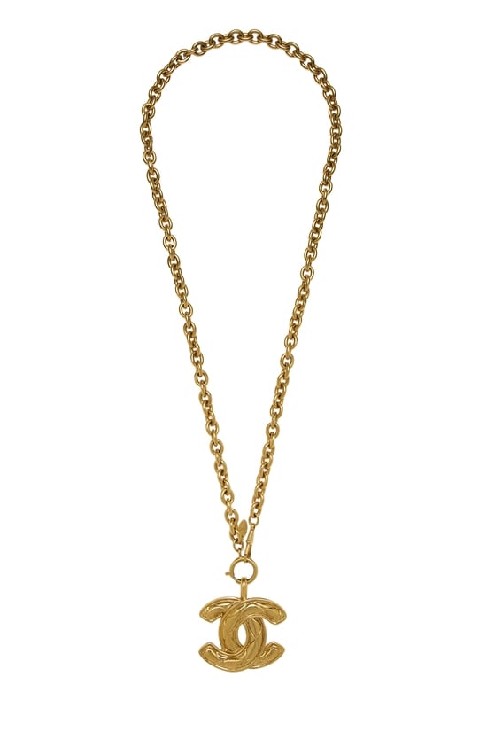 Gold Quilted 'CC' Necklace Large