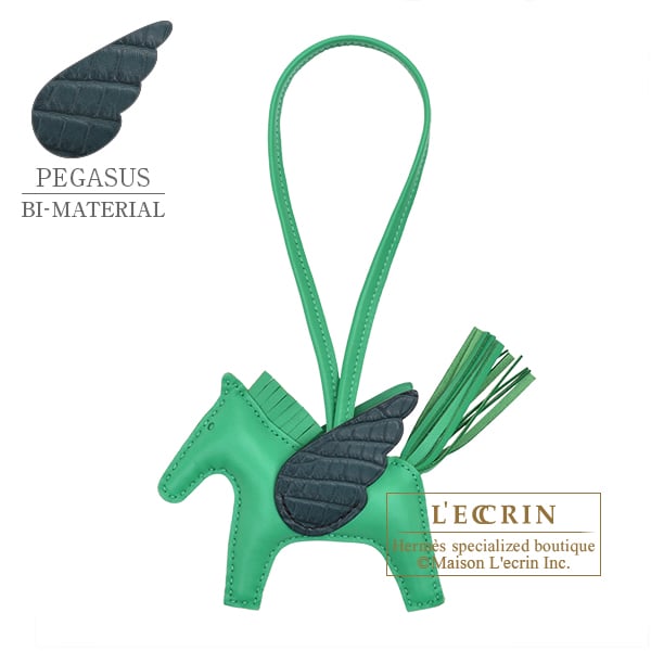 Hermes Rodeo charm Pegasus Touch PM Menthe/Vert rousseau Agneau/Matt alligator crocodile skin
