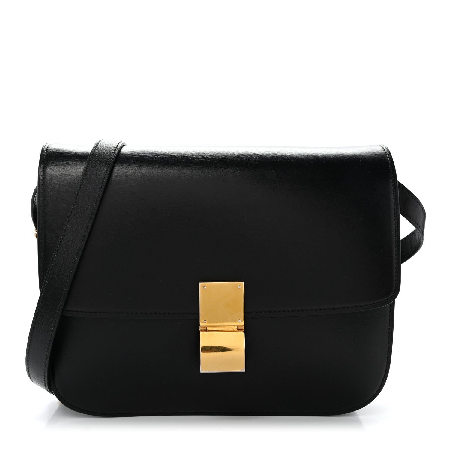 Celine Box Calfskin Medium Classic Box Flap Bag Black