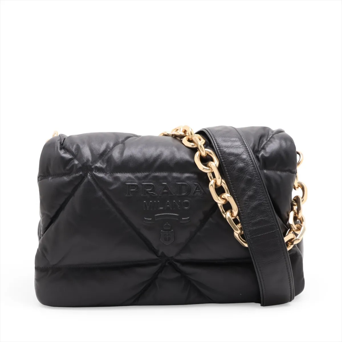 Prada Nappa Soft 1BD306 Leather 2 Way Shoulder Bag Black